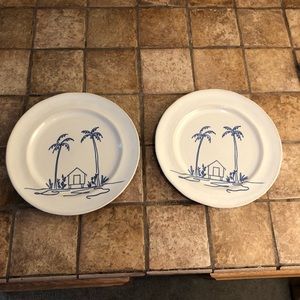 Set of 2 Anthropologie Islander Bungalow Dessert Plates